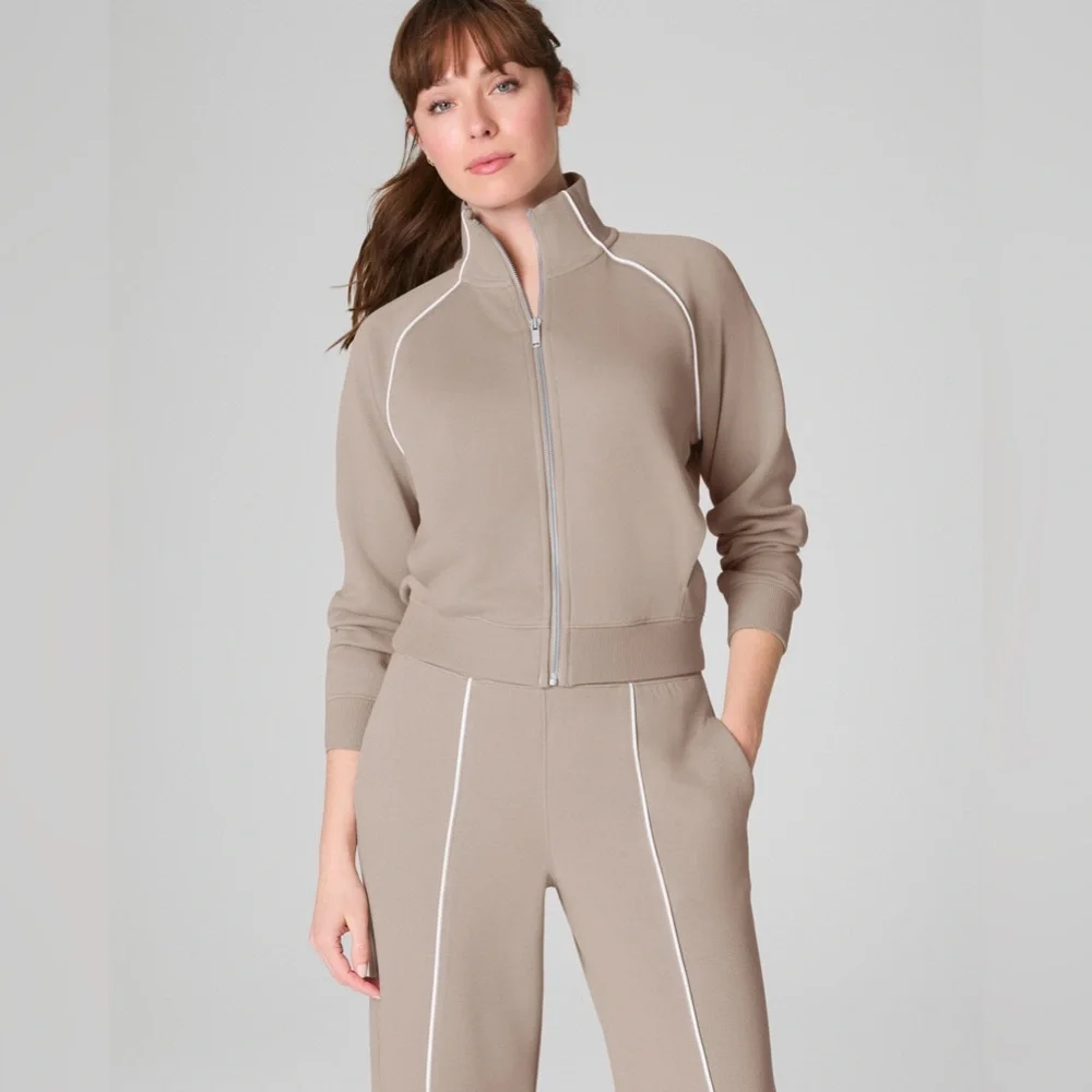 SPANX AirEssentials Pique Full Zip Track Jacket + Straight Leg Pant - NWT - Picture 2 of 11